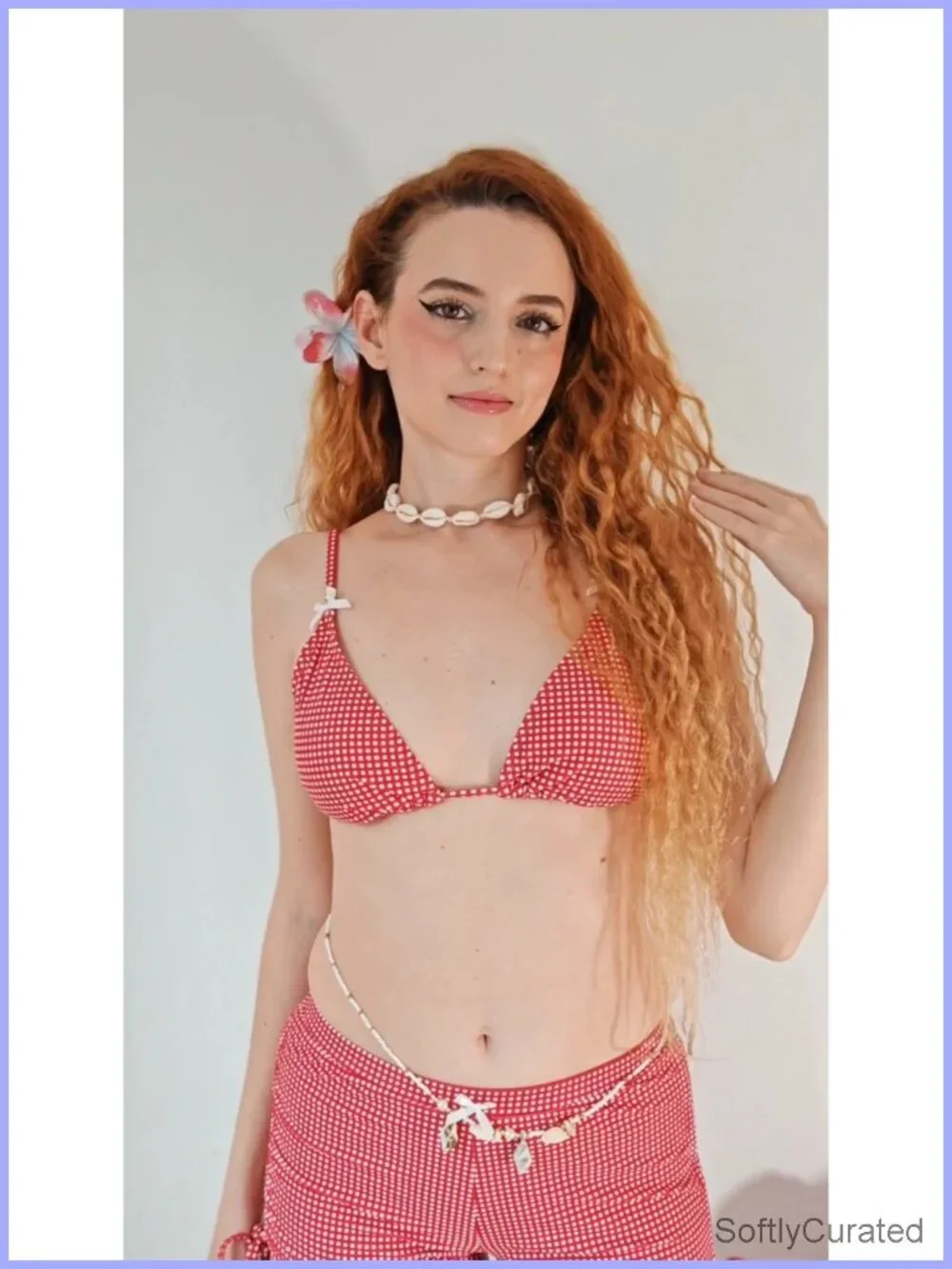 Triangle Bikini Tie Back Plaid Shorts Bow Padded Two Piece Swim Set